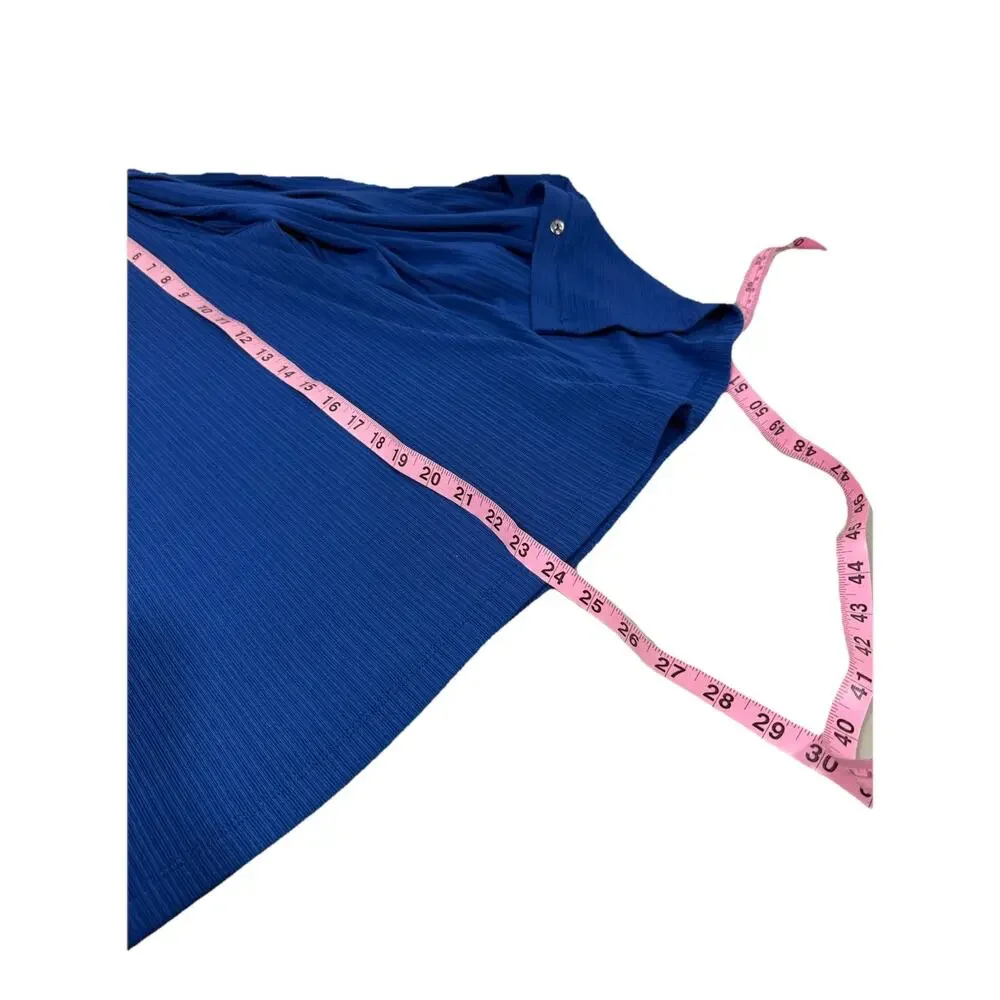 Susan Graver Tank Top Cardigan Ribbed Liquid Knit Set Blue Womens Large - Picture 7 of 7